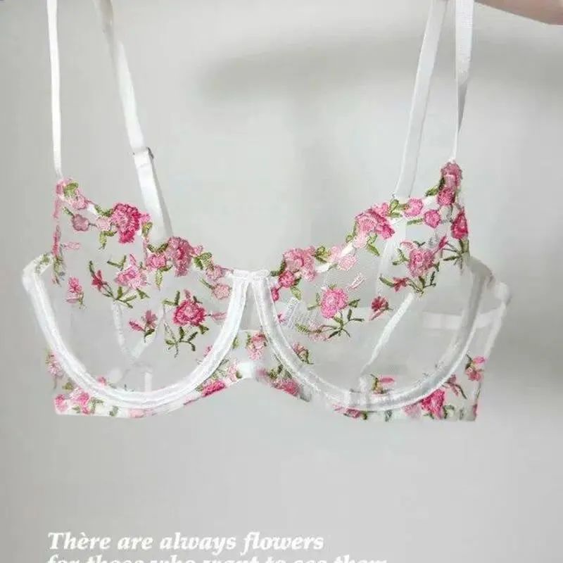 Sexy Sheer Lace Flower Embroidery Underwire Bra for Women Large Breast Minimizer Anti‑Sagging Comfort Everyday Wear YEMOMO S‑XL