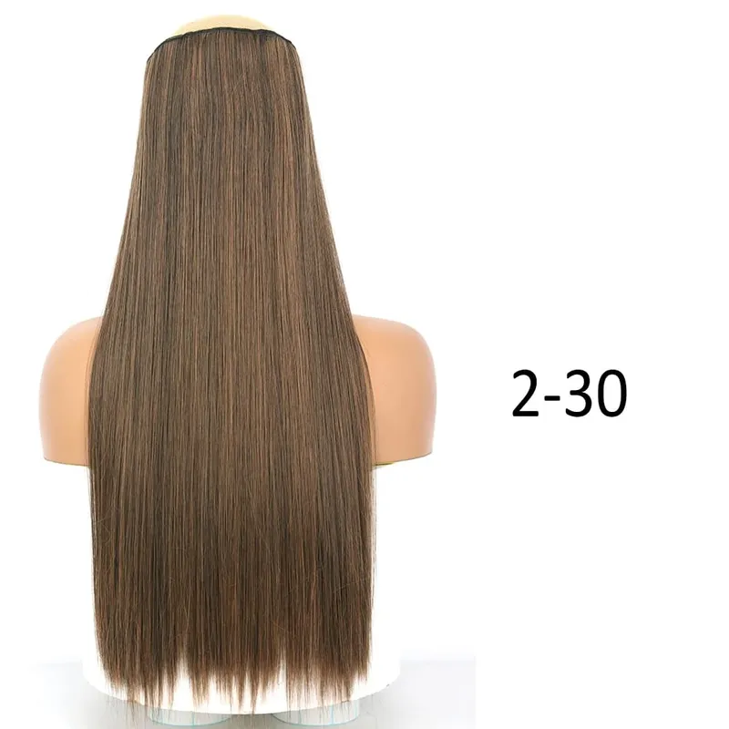 Syntetisk Lang Lige Frisure 5 Clip In Hair Extensions 32 Tommer One Piece Hairpiece Brun Blond Sort Falsk Hår Til Kvinder