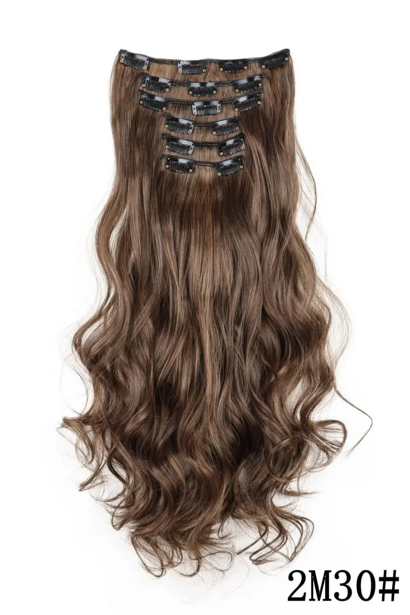 Black Hair Extensions 6pcs/set Women Long Straight Synthetic Full Head Clip 16Clips Ombre Heat Resistant Fiber Hair Kpop Cosplay