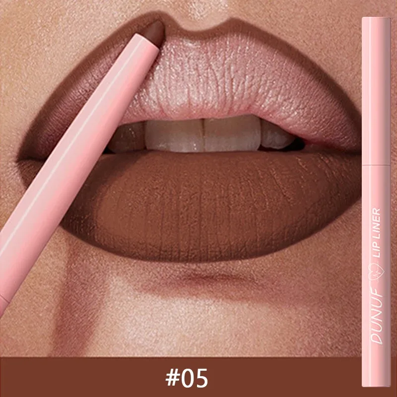 Lápiz Delineador de labios rojo mate, 12 colores, resistente al agua, antiadherente, lápiz labial delgado, maquillaje, delineador de labios rosa desnudo, contorno de labios