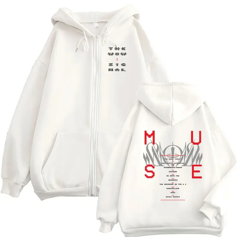 Band The Wow! Signal Tour 2026 Zipper Hoodie Men Women Clothing Fashion Vintage Sweatshirt Hip Hop Pullover Jacket Hoodies