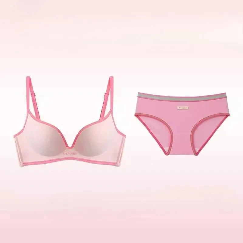 Nahtloser Push-Up-BH für kleine Brüste | Buntes gepolstertes Dopamin-Bralette | Comfort Lift & Sexy Look für Damen-BH- und Höschen-Set