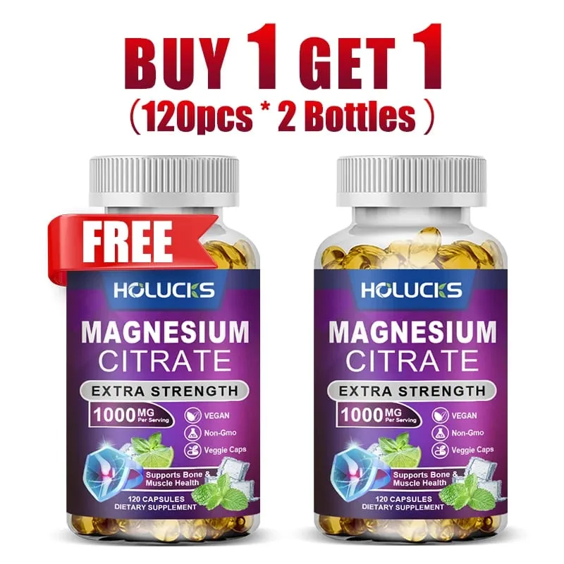 Beli 1 Gratis 1! Suplemen Magnesium Sitrat 1000mg untuk Menghilangkan Sembelit Kram Otot & Tidur Lebih Baik Wanita & Pria