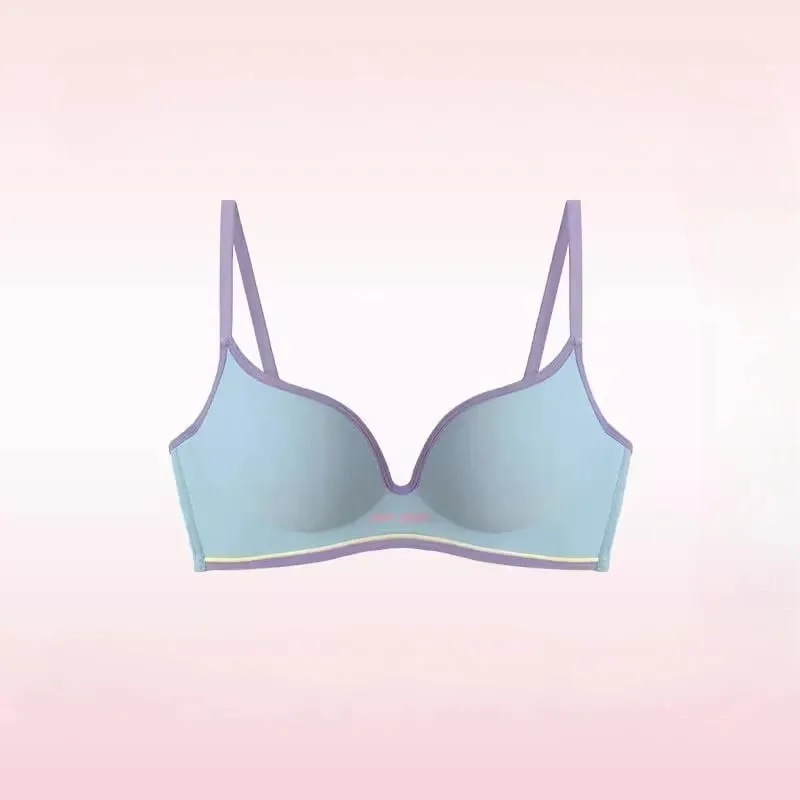 Nahtloser Push-Up-BH für kleine Brüste | Buntes gepolstertes Dopamin-Bralette | Comfort Lift & Sexy Look für Damen-BH- und Höschen-Set