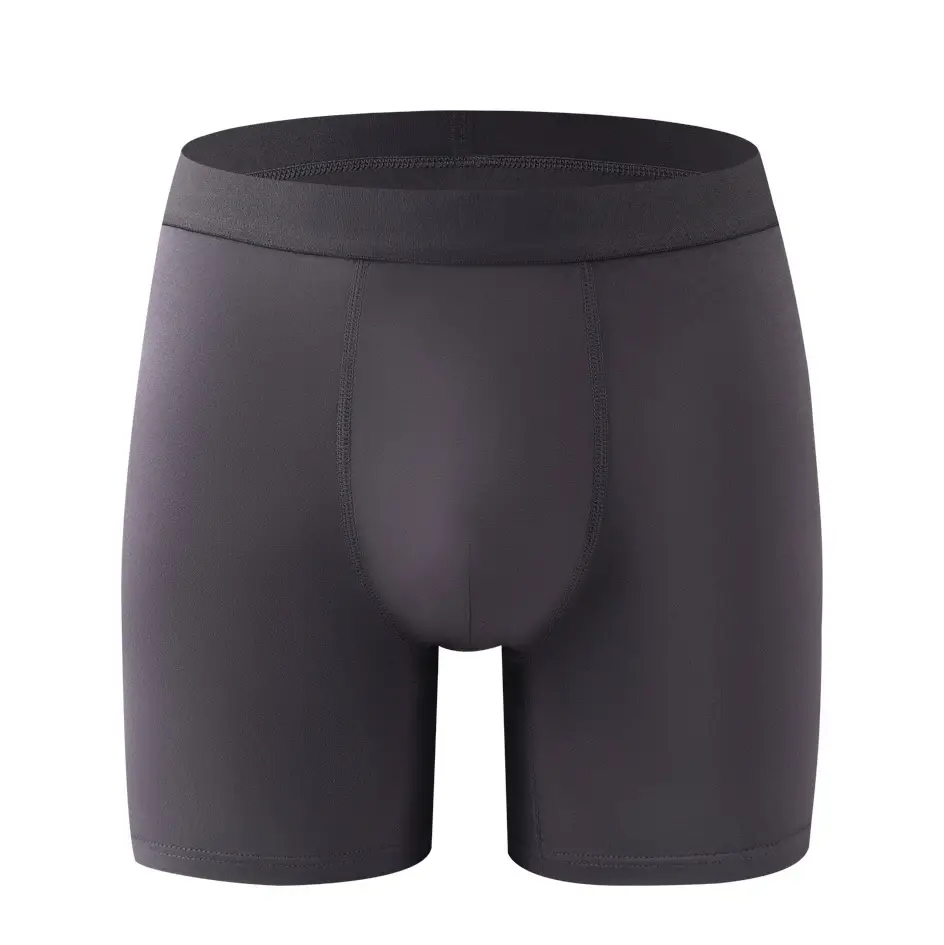 Calzoncillos tipo bóxer de fibra de bambú para hombre, ropa interior suave de color sólido de una sola pieza con cintura sin costuras y bolsa contorneada