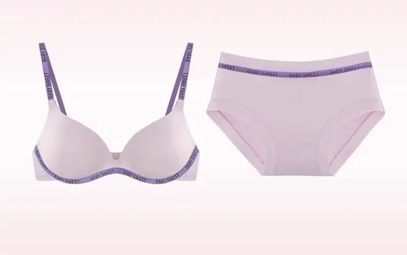 New Dopamine Color Seamless Wireless Bra Set Push Up Gather Sexy Lingerie Panties Underwear For Women 32‑38AB bra set