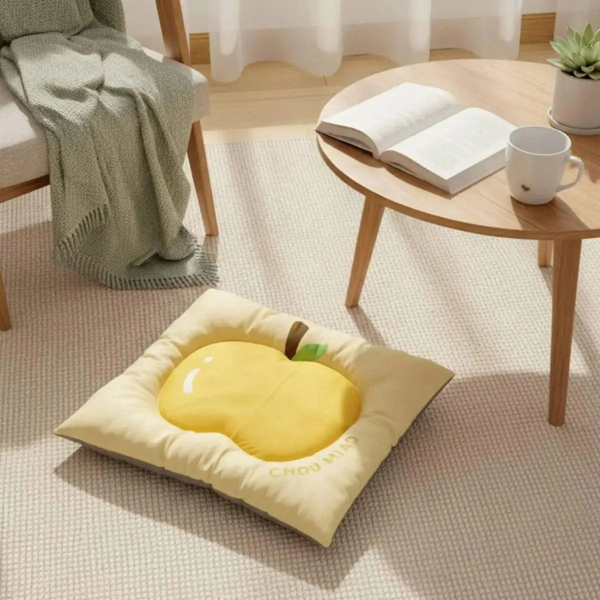 Pet Cushion Pad with Padded Border Charming Fruit Print Pet Bed Cushioned for
