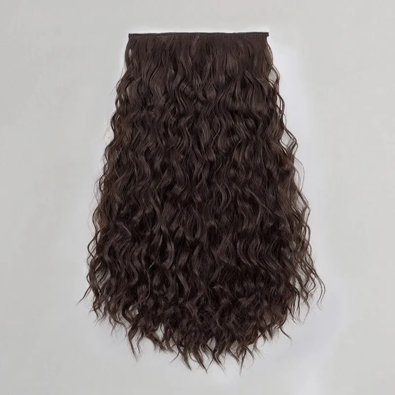 18Inch Synthetic One Piece 6 Clips Short Wavy Curly Clip-In Hair Extension Invisible Fulffy Black Brown Hairpiece for Women