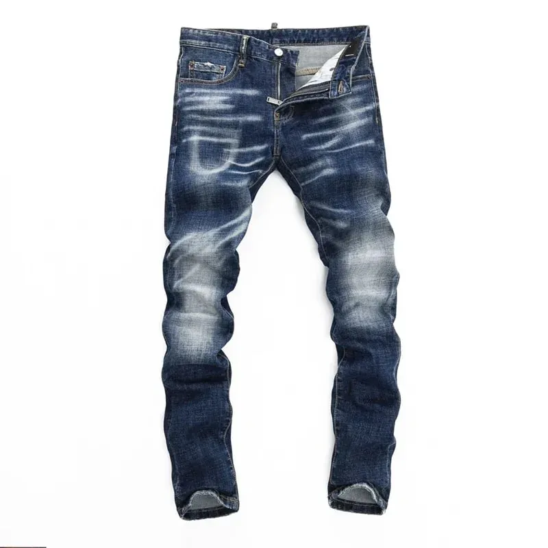 new design blue dsq2 Men Jeans Pants Cotton straight Slim Jeans Denim Designer Badge zipper D2 COOLGUY JEANS top quality 8495