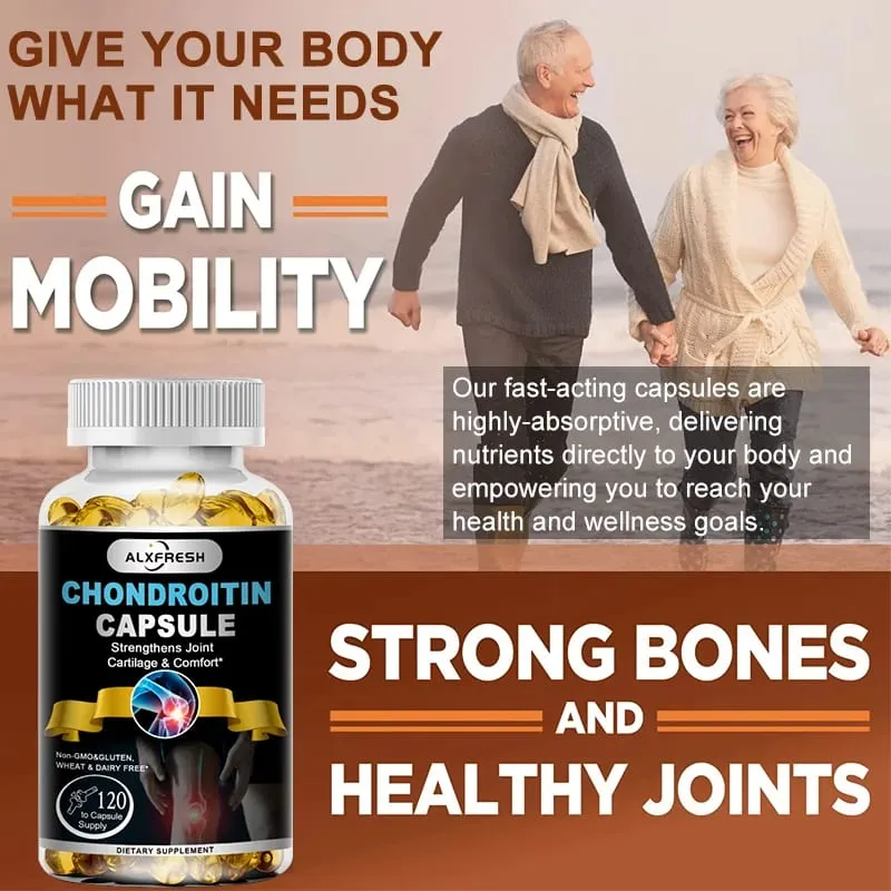 Alxfresh Glucosamine Chondroitin dengan MSM Kunyit Vitamin D untuk Suplemen Pendukung Sistem Kekebalan Kalsium Penyerapan Tulang