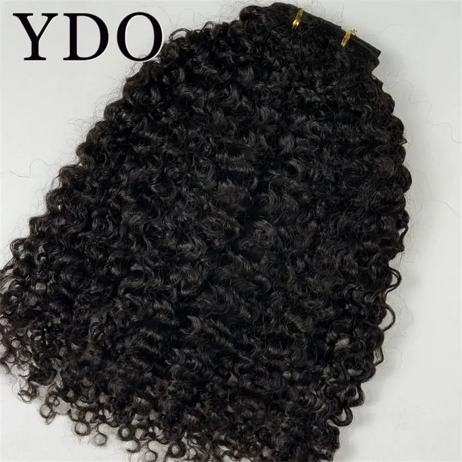 Kinky Curly Seamless Clip Ins Human Hair PU Clip In Hair Extensions For Black Women Afro Deep Curly Clip In Hair Extensions