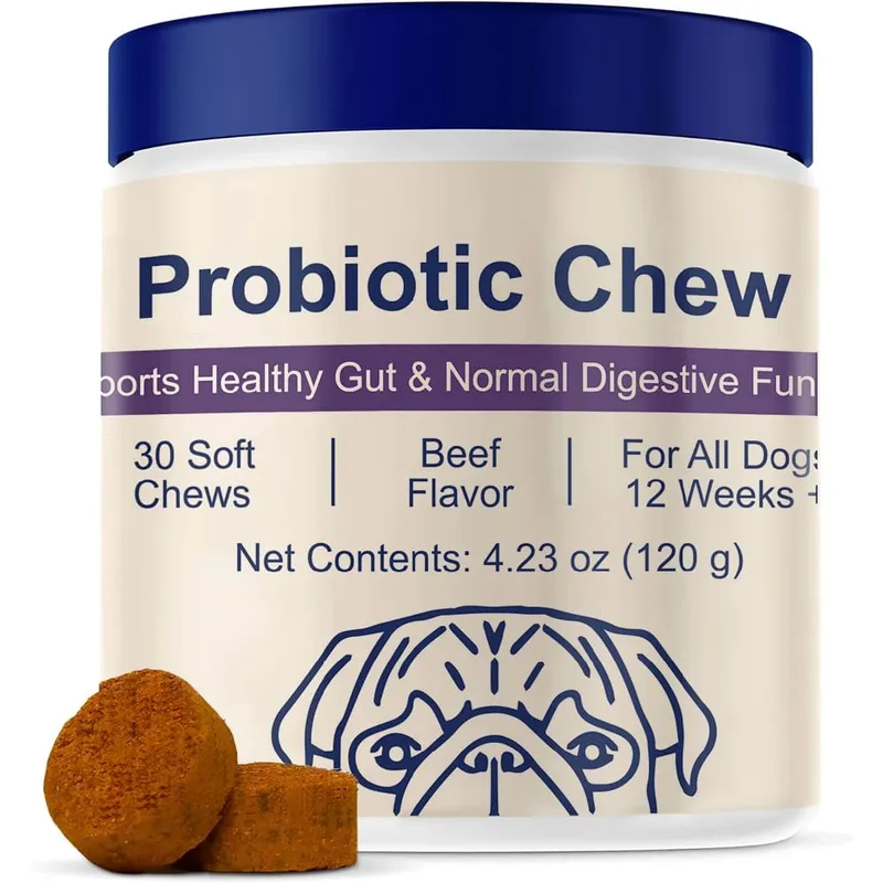 Probiotics Chews for Dogs Support Gut Health Occasional Diarrhea Digestive Health & Seasonal Allergies - 30 Soft Chews