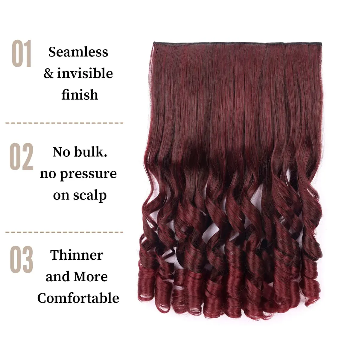 Synthetic clip in one piece hair extensions 5 clips in one piece hair wavy style 16inch french curl for women ladies daily party