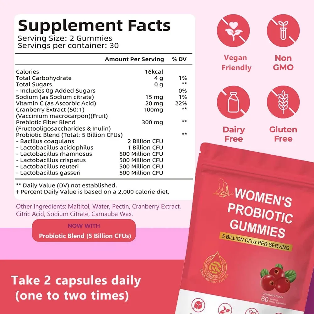 Women Probiotic Gummies - Premium Feminine Balance Gummies - for Women's Health & Wellness - Immune Support - Vegan Gluten-Free