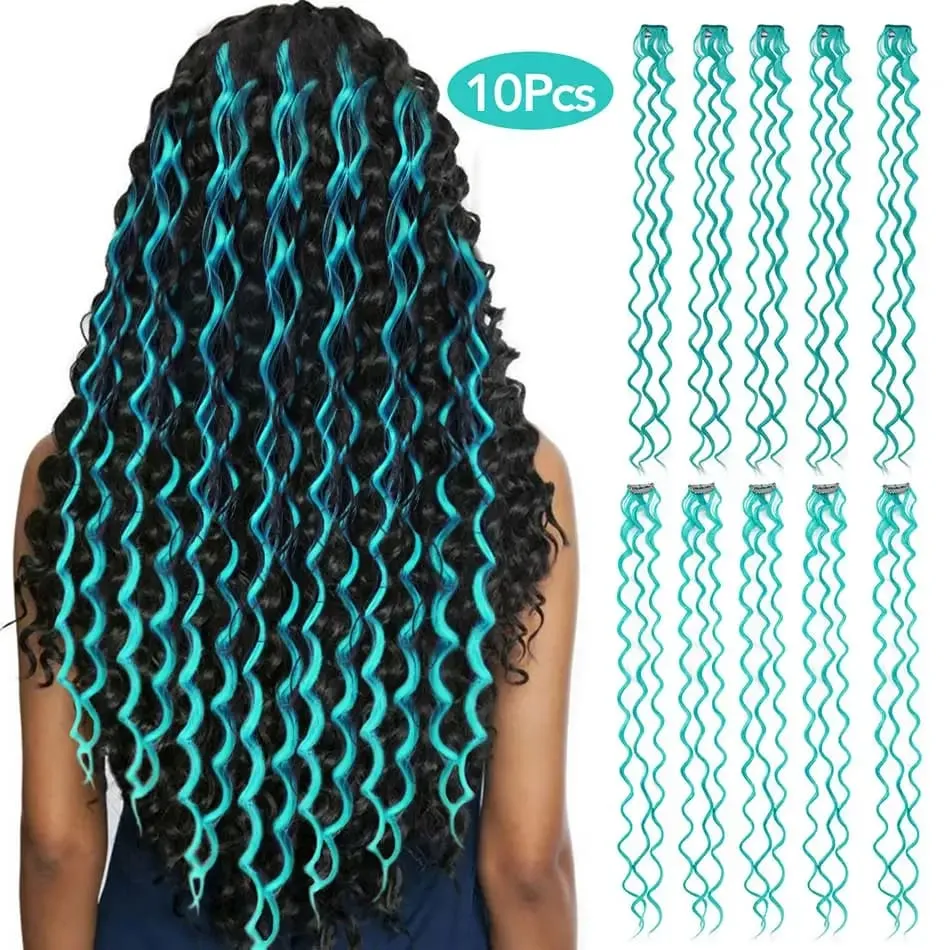 Deep Wave Hairpiece Synthetic Hair Extensions 10 Pcs/Set Clip In Hair Extension 24Inch Multiple Pure Color No Shedding For Women