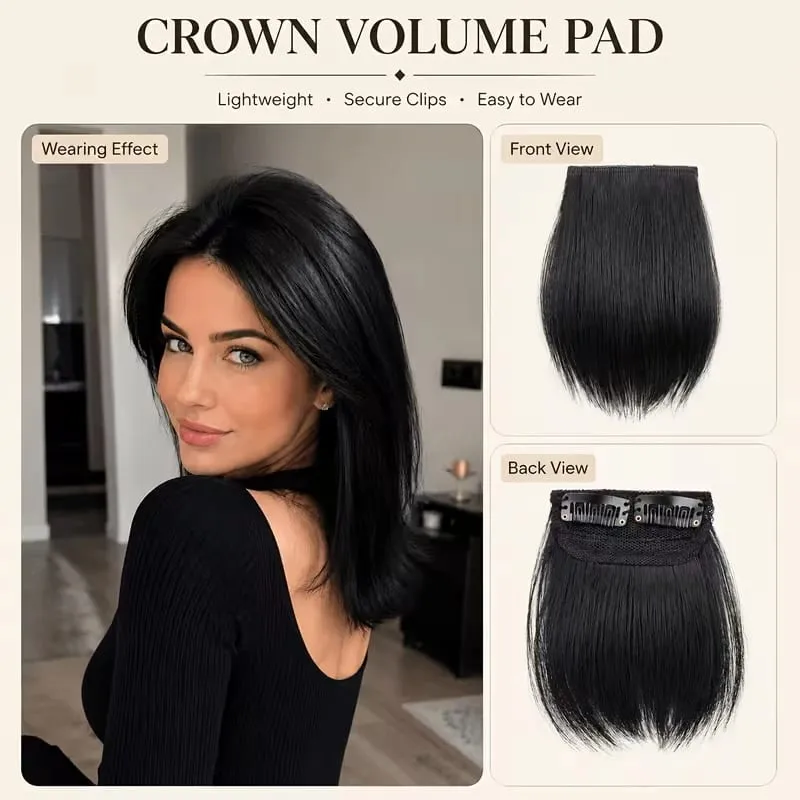 10cm Synthetic Short Straight 2pcs Hair Pads Extension Change Head Shape Fiber Hairpiece for Women Daily Wear