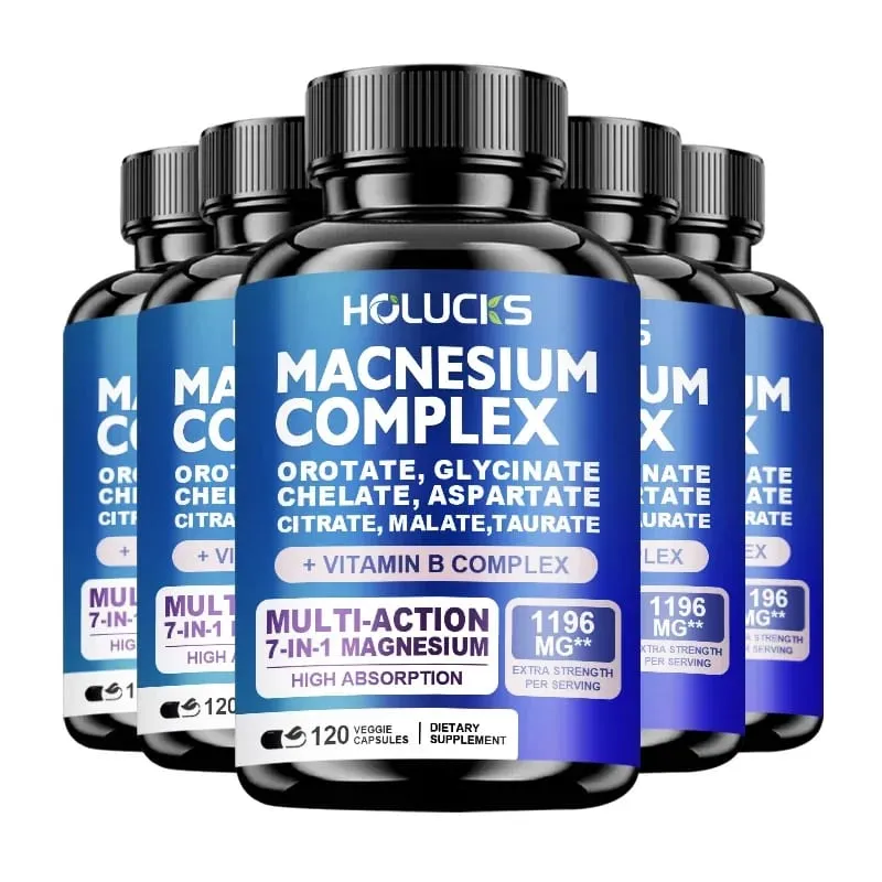 Magnesium Complex 1000mg Integratore con Vitamine C E B1 B2 B6 B12 Magnesio Glicinato Chelato Malato Taurato e Citrato