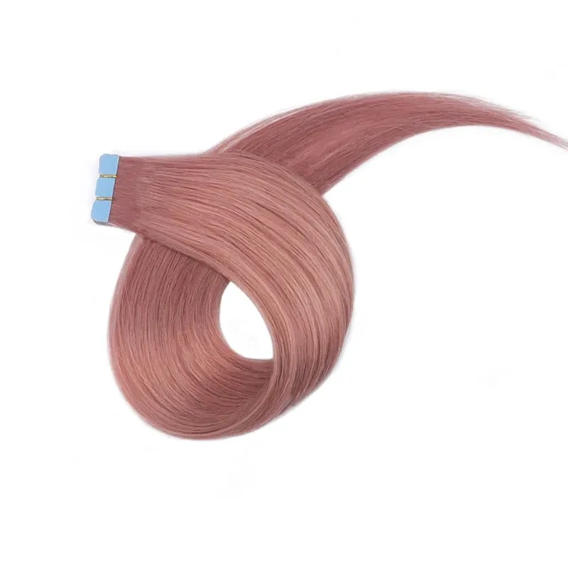 Colorful Mini Tape In Hair Extensions Human Hair Skin Weft Machine Remy Red Natural Straight 12-20 inch 10pcs Tape In Extension