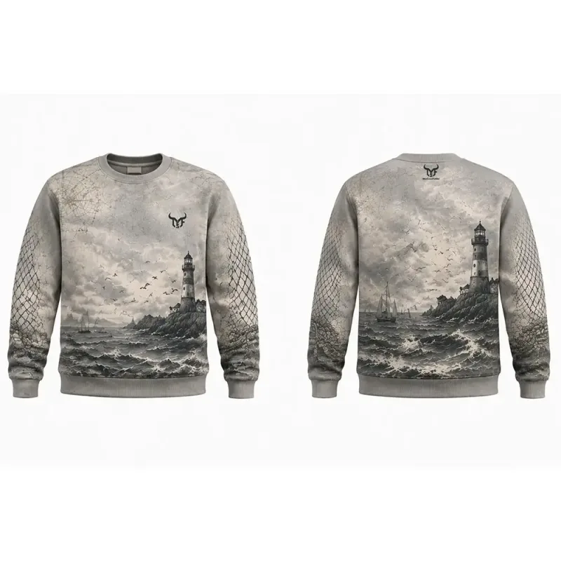 Vintage Ocean Fisherman Style Sweatshirt Fashion 3D All Over Print Crew Neck Pullover Men's And Women's Casual Streetwear Tops
