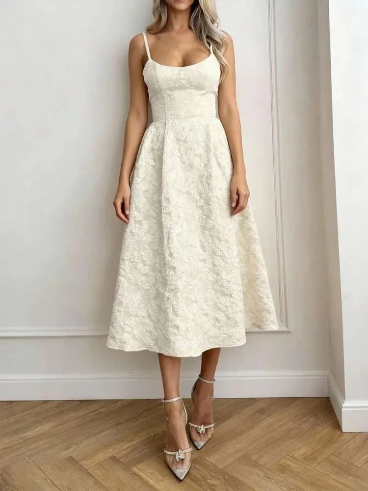 Women Solid Color Sleeveless U-Neck Zipper Backless A-line Maxi Dress Summer Sexy Elegant Dating Casual Daily Streetwear Clothes