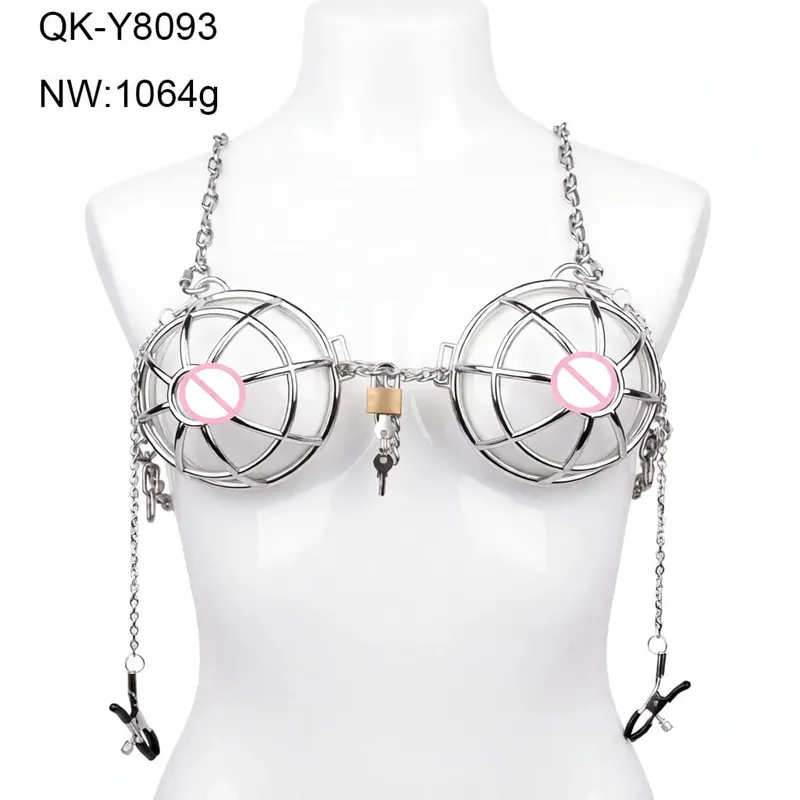 Wearable Metal Erotic Bra Sex Chest Hood Heavy-duty Breast Binder Chest Cover Nipple Massager Nipples Teating For Women Men