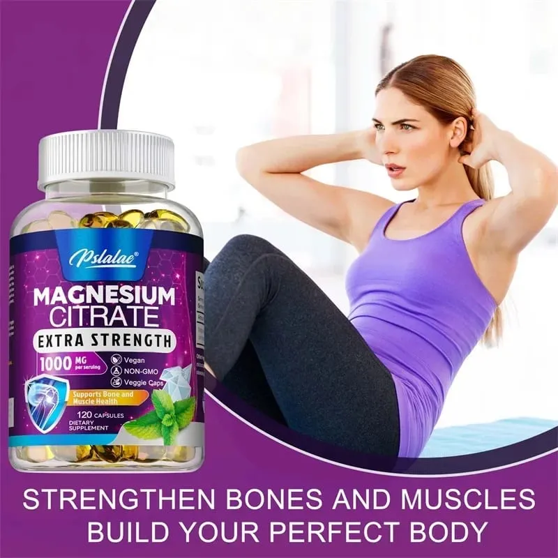Magnesium Citrate Capsules - High Absorption Magnesium Citrate for Leg Spasms Muscle Bone and Heart Health