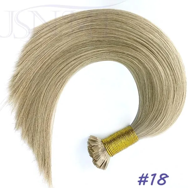 Virgin Hair Flat Tip Hair Extensions Natural Real Human Hair Fusion Capsule Keratin Brown Blonde 1g/pramínek 14-22 palců pro ženy — image 13