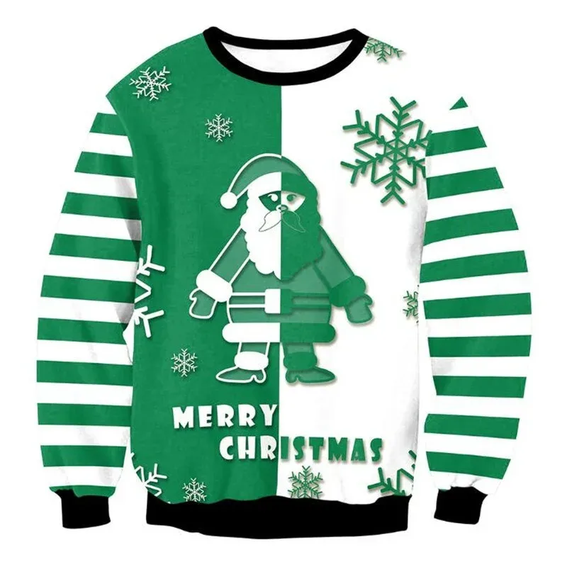 Festival Christmas Pattern Sweatshirts For Men Humping Reindeer 3D Printed Pullover Holiday Party O-Neck Hoodies Long Sleeves
