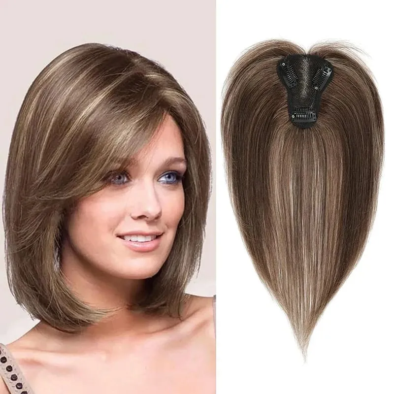 Wig Piece for Women with Bangs Covering Their White Hair and a Thin Invisible Replacement Piece for Their Hair