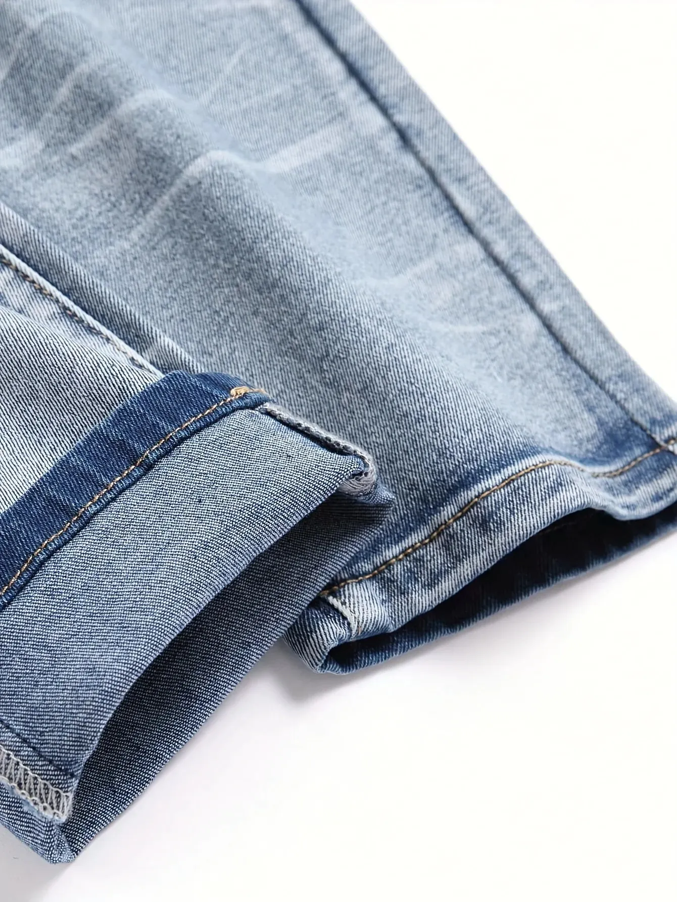 Men's Stretchy Denim Jeans Streetwear Tearing Patchwork Holes Ripped Denim Elastic Waist Casual Pants Slim Fit Straight Trousers