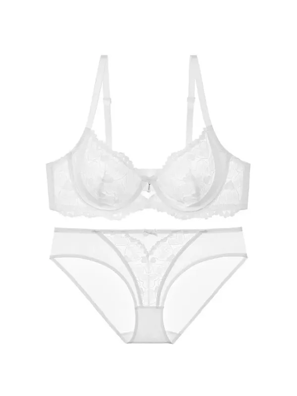 Red Party Lingerie Set for Women Ultra-Thin Minimizer Bra Large Bust D-Cup Look Smaller Plus Size Curvy Sexy Lace Underwear XXXL