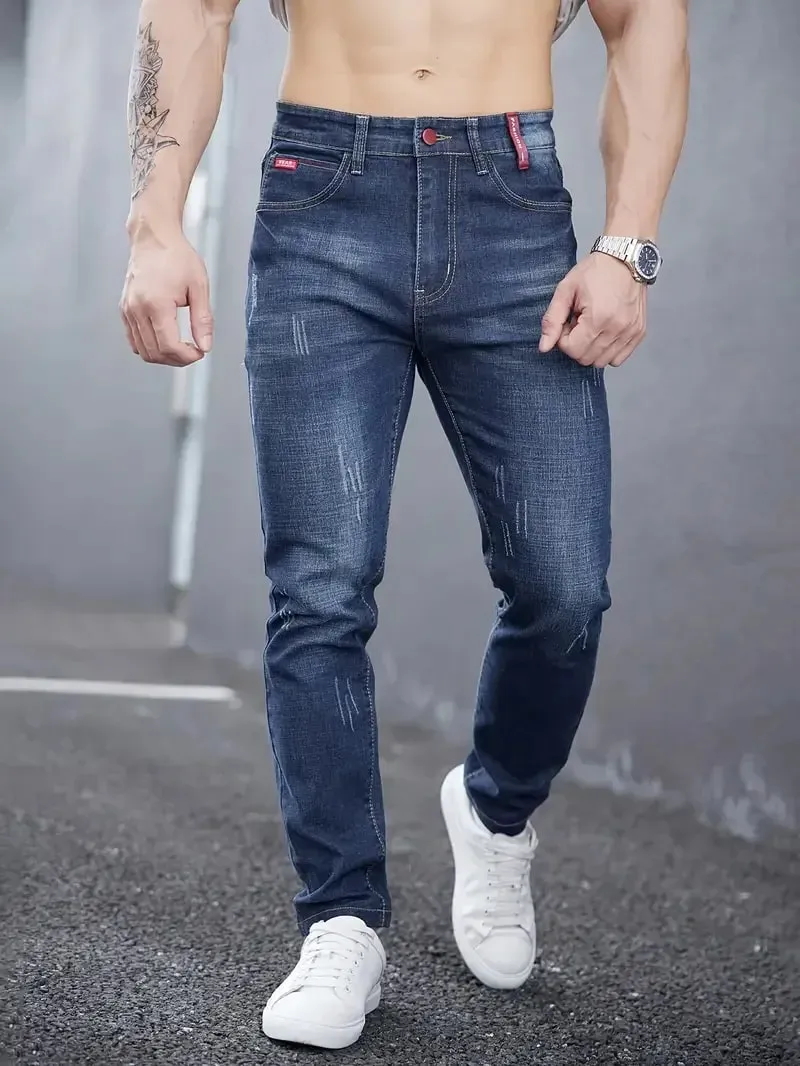 Năm 2025 Nam Slim Casual Đường Phố Cổ Điển Skinny Jeans Bút Chì Jeans Hợp Thời Trang Co Giãn Phong Cách Thoải Mái Thời Trang Đa Năng