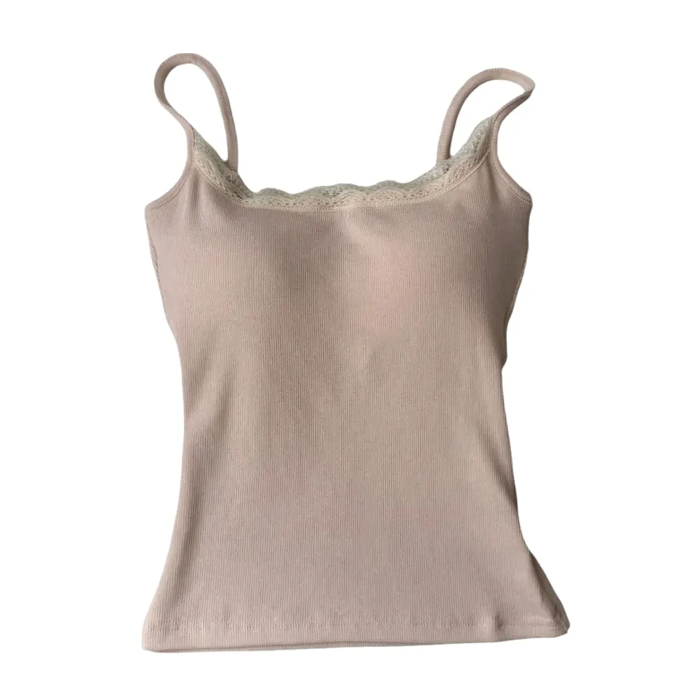 Fashion with Chest Pad Camis Tank Tops Integrated Top Elastic Lace Tops Versatile Slim Vest Women Clothes