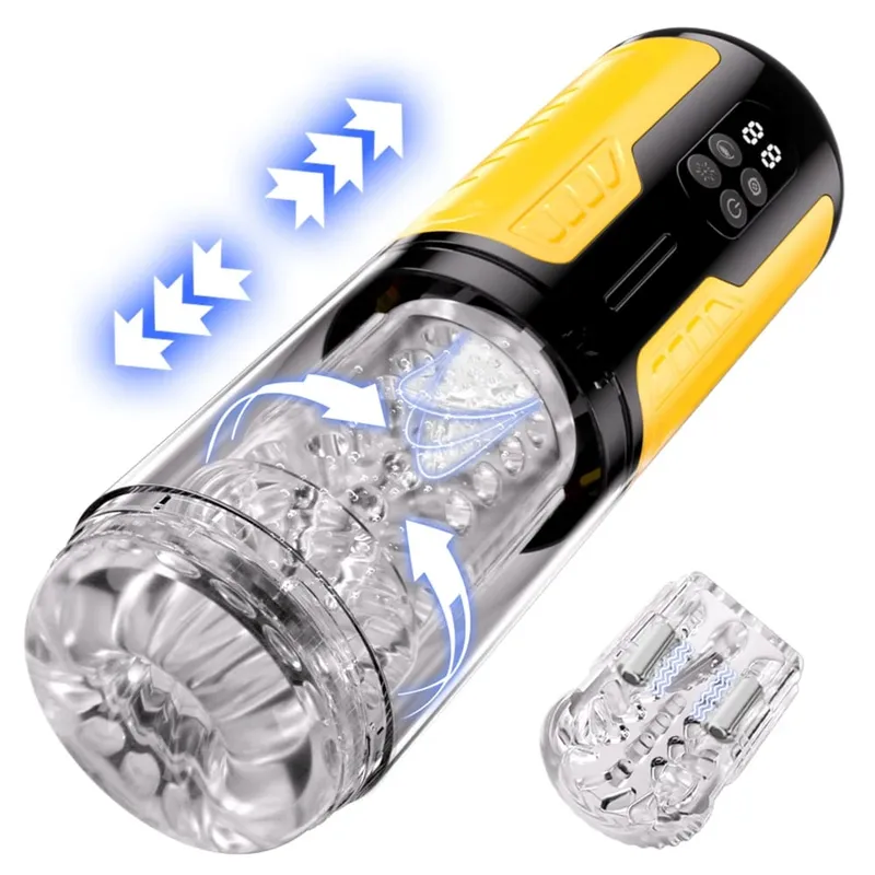 Automatic Male Masturbator Telescopic Rotation Men Masturbation Cup LCD Digital Simulation Blowjob Masturbator Sex Toy for Men