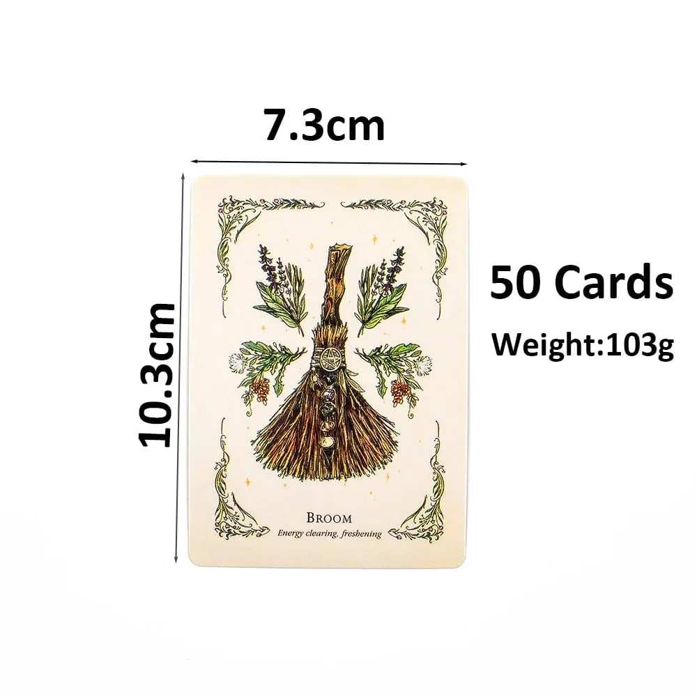 TK119K The Green Witch's Oracle Deck 50Pcs Tarot Leisure Entertainment Game Card Family Gathering Divination Deck 10.3*7.3cm
