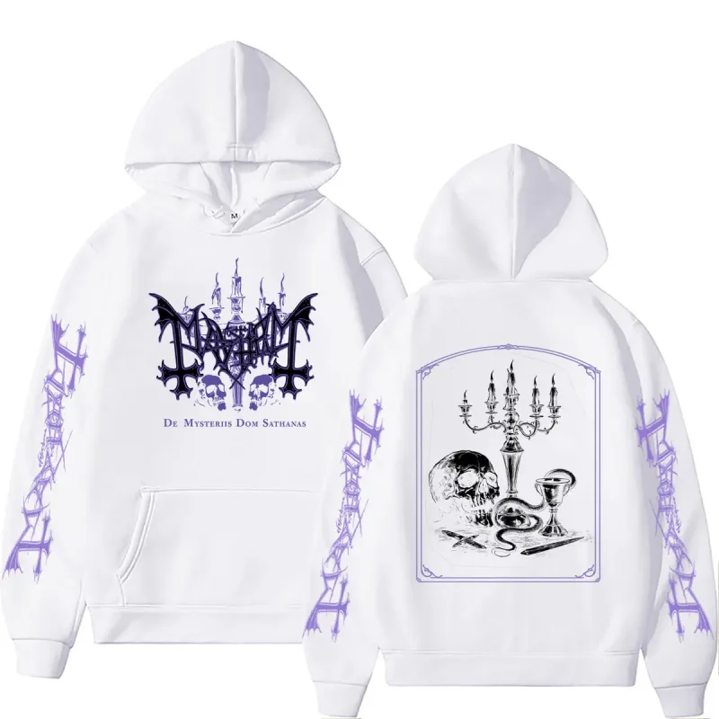 Rock Band Mayhem De Mysteriis Dom Sathanas Skeleton Graphic Hoodie Men Women Death Black Metal Gothic Punk Hoodies Streetwear