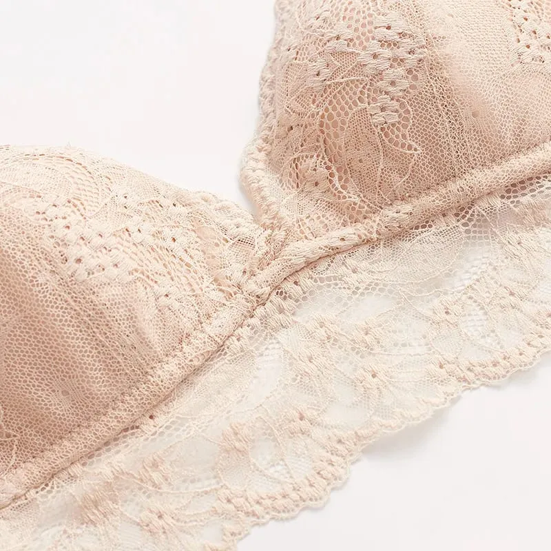 Thin Lace Underwire Bra for Women Intimates Lingerie Top Elegant Ladies Thin Underwear Daily Female Bralette