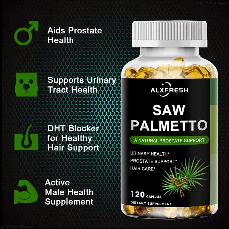 Alxfresh Suplement zdrowotny do prostaty Naturalny ekstrakt z palmy sabałowej wspomaga prostatę i kapsułki na porost włosów dla mężczyzn i kobiet