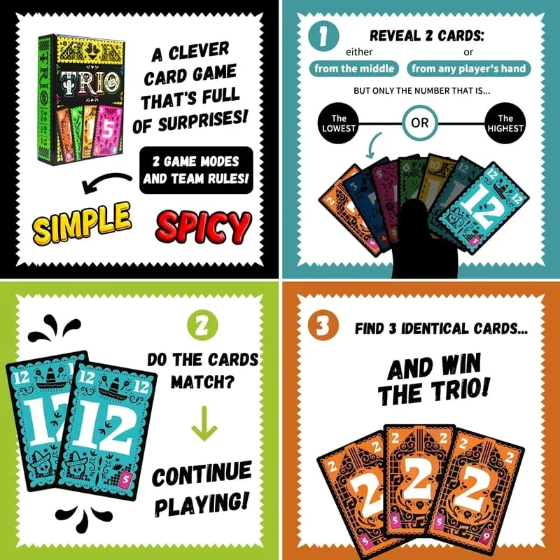 Trio Memory Challenge Bilingual Strategic Card Game Brain Training Activity for Family Party Group Fun Board Game Toys