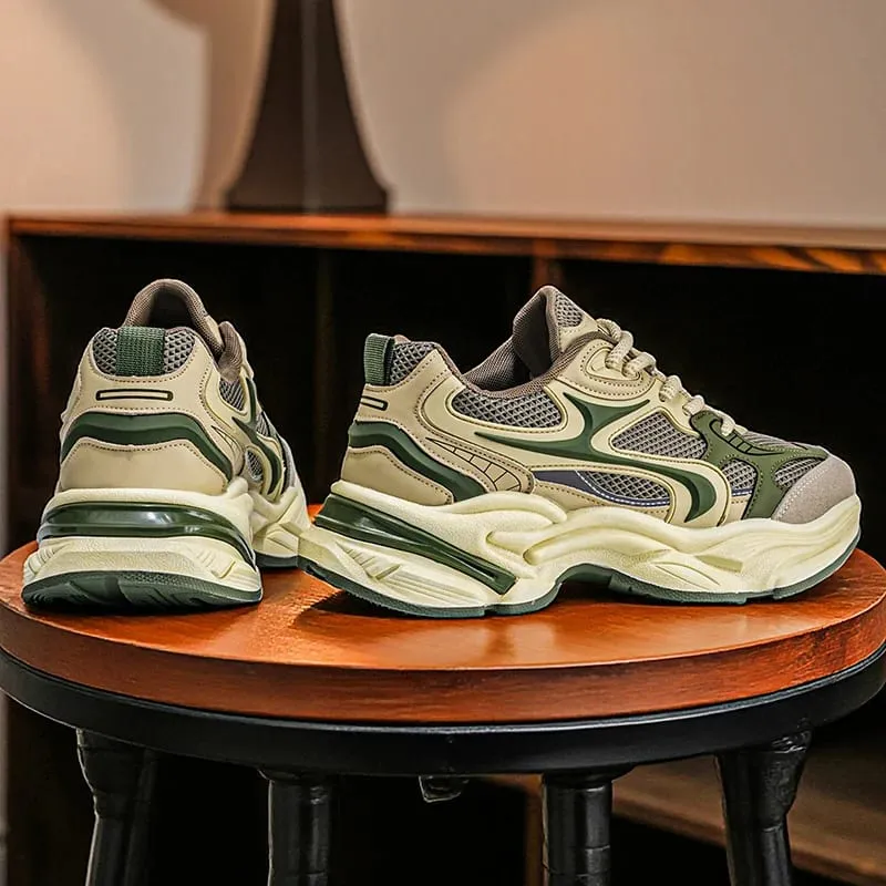Men's Chunky Sneakers Breathable Mesh Running Shoes Thick Sole Non-slip Casual Sports Shoes