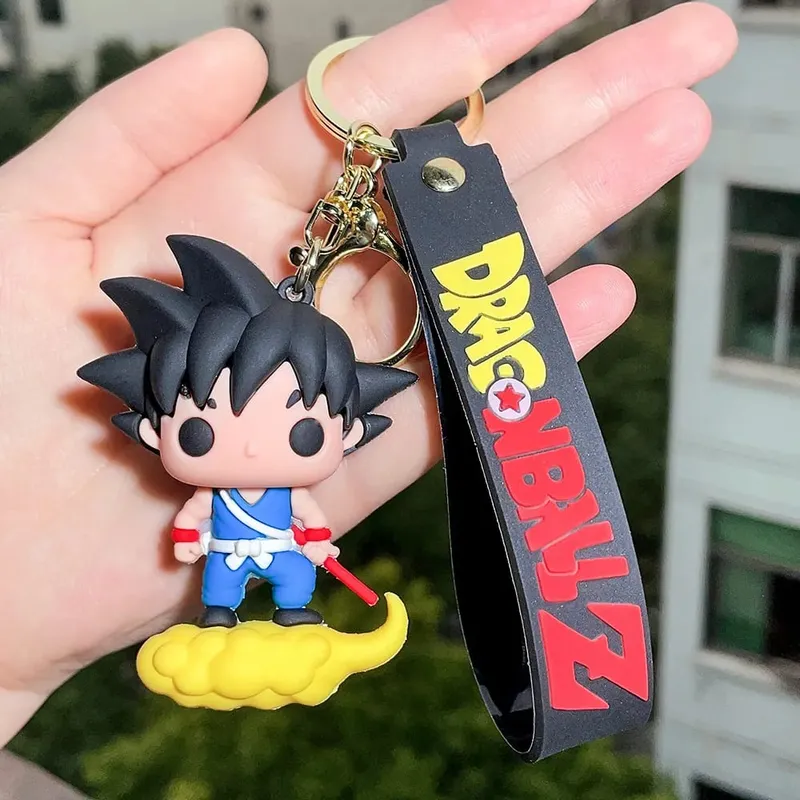 Anime Dragon Ball Keychain PVC Cartoon Cartoon Figure Trunks Son Goku Piccolo Buu Vegeta Figures Key Chain Keyring Bag Decor