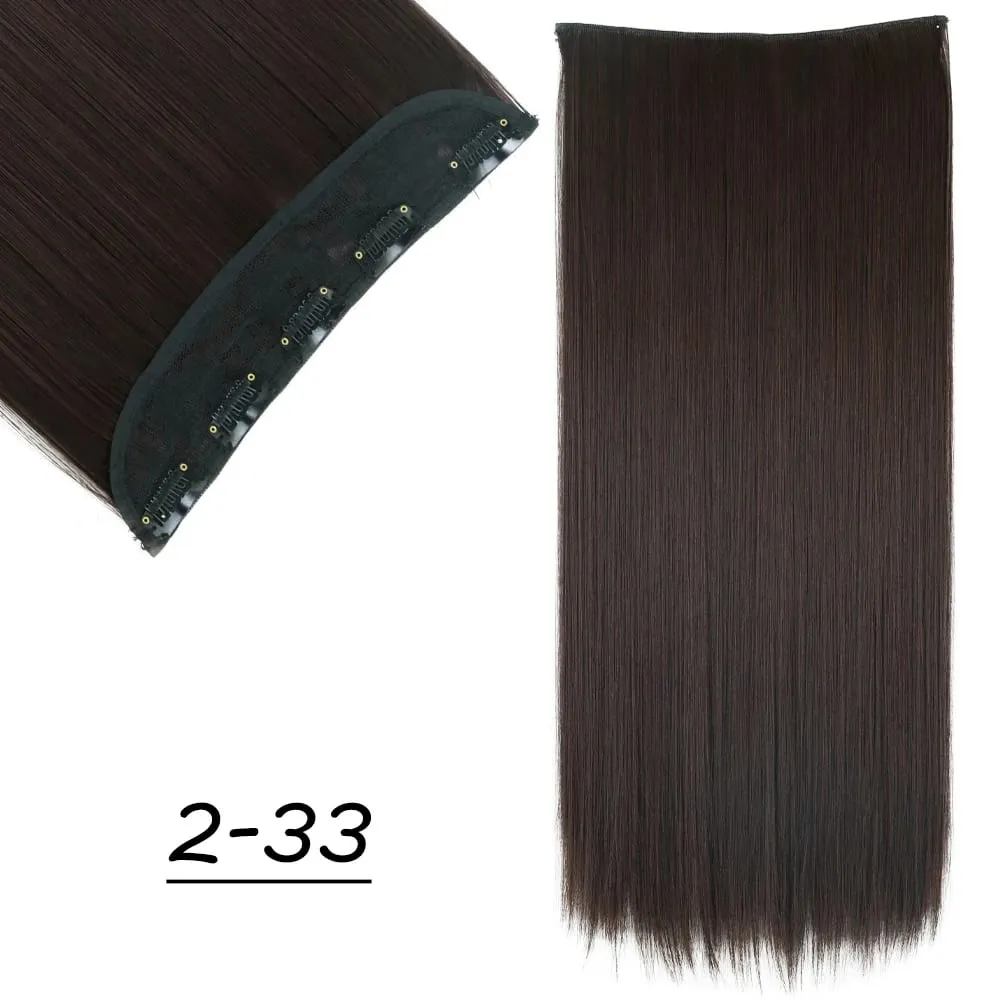 Synthetic 5 Clip In Hair Extensions Long Straight Hairstyle Hairpiece Black Brown Blonde 24Inch Natural Fake Hair For Women