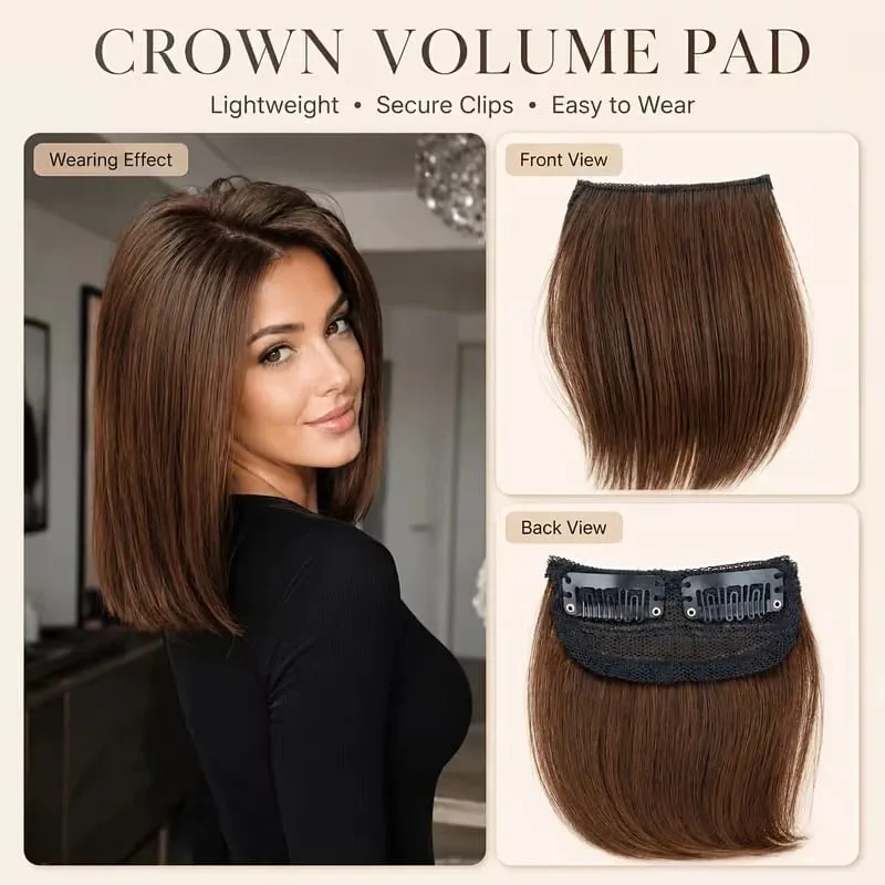 10cm Synthetic Short Straight 2pcs Hair Pads Extension Change Head Shape Fiber Hairpiece for Women Daily Wear