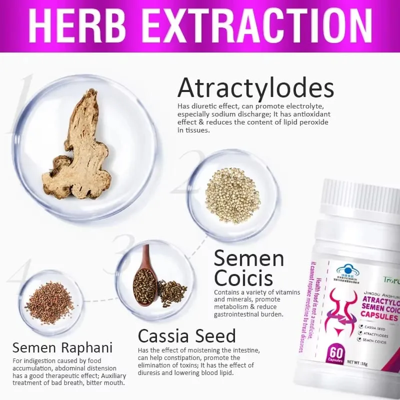 Trorexl Herbal Cassia Seeds & Coix Seeds Capsules for Women- Appetite Regulator Cellulite ​Caffeine-Free