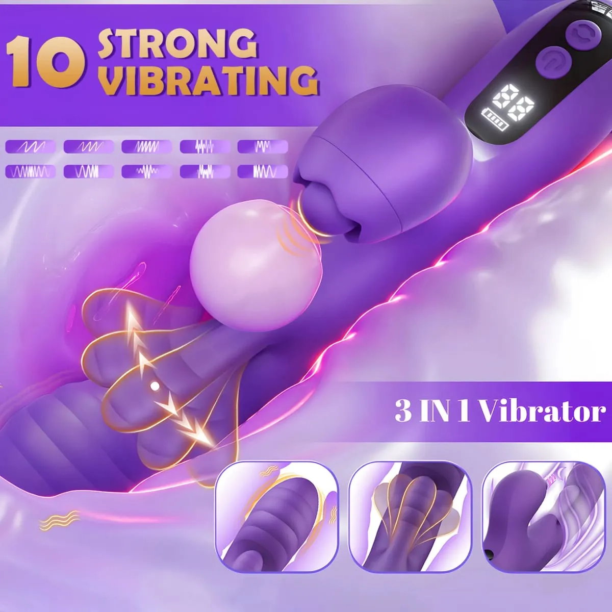 App Control Rabbit 3 IN 1 Tapping Flapping Vagina Vibrator for Women Wiggle Tongue G-Spot Masturbator Adult Sex Toys for Women