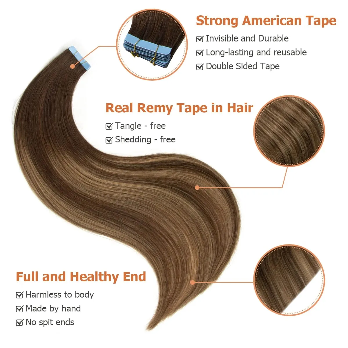 Tape In Hair Extensions Human Hair Skin Weft Remy Natural Tape in Extensions 40-50G/Pack Full 12-24 inch Tape-Ins