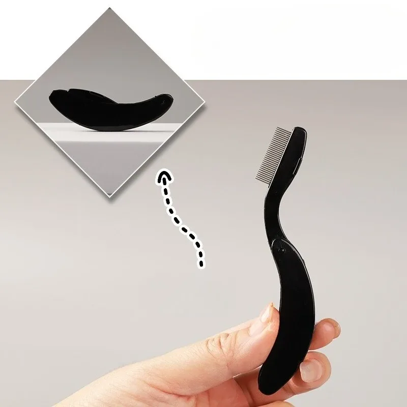 1Pc Curved Design Eyelash Brushes Combs Folding Separator Stainless Steel Eyelash Combing Tool Beauty Portable — image 7