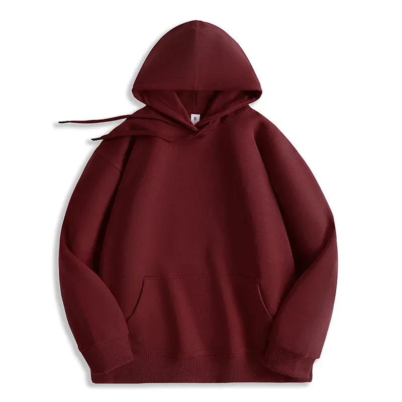 Customized Your Brand Logo DIY Design 600GSM Mens Hoodies High-quality Women Sweatshirt Solid Color Cotton Loose Streetwear