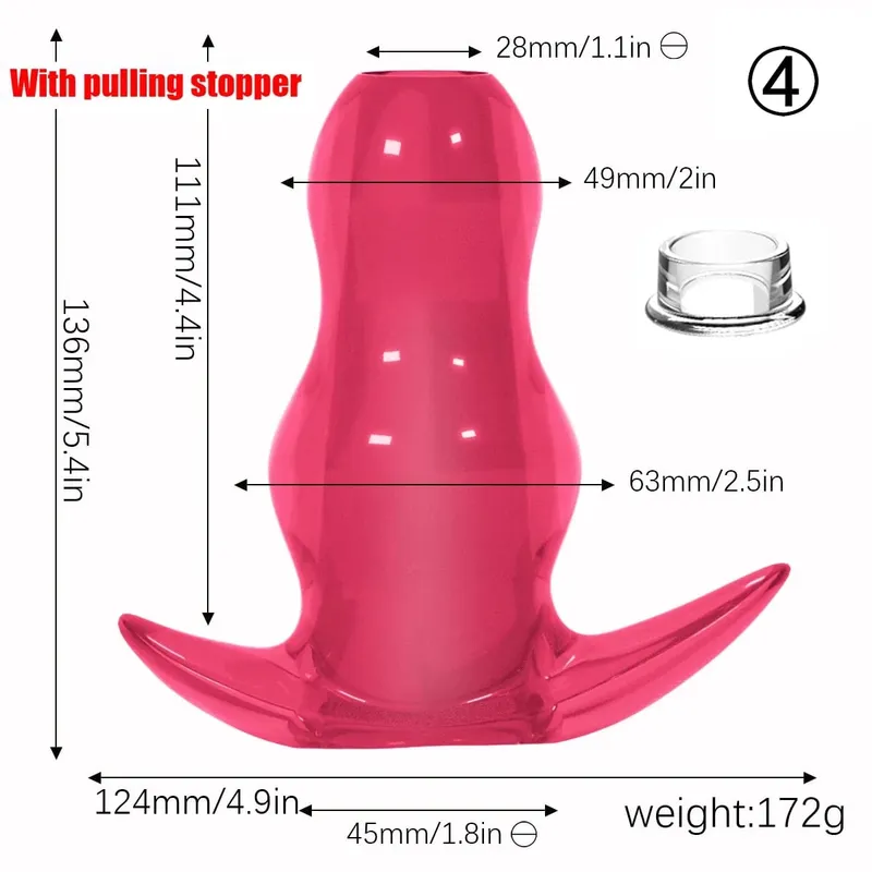 Purple TPE Hollow Tunnel Butt Plug Set - Graduated Open Anal Stretcher Plugs Flexible Sex Toy for Men & Women