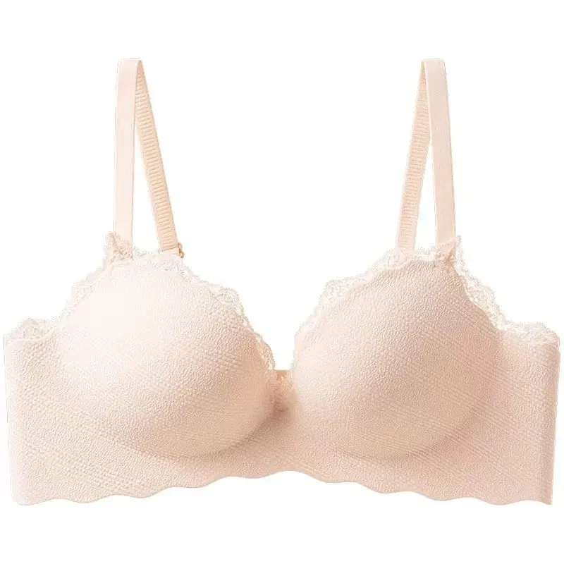 2025 Fashion Lace Thickened One-piece Seamless Push Up Lingerie Small Breast Gathering Comfortable Bra For Women